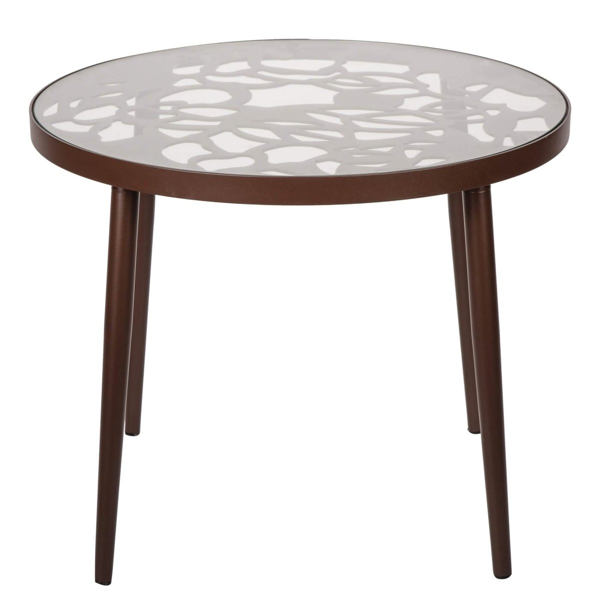 Devon 3 - Piece Patio Dining Set: Aluminum Table with Glass Top & 2 Stackable Flower Chairs