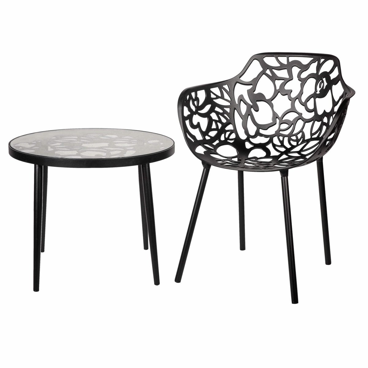 Devon Tree Design Glass Top Aluminum Base Indoor Outdoor Bistro Dining Table