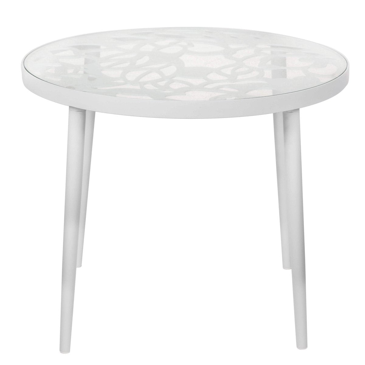 Devon Tree Design Glass Top Aluminum Base Indoor Outdoor Bistro Dining Table