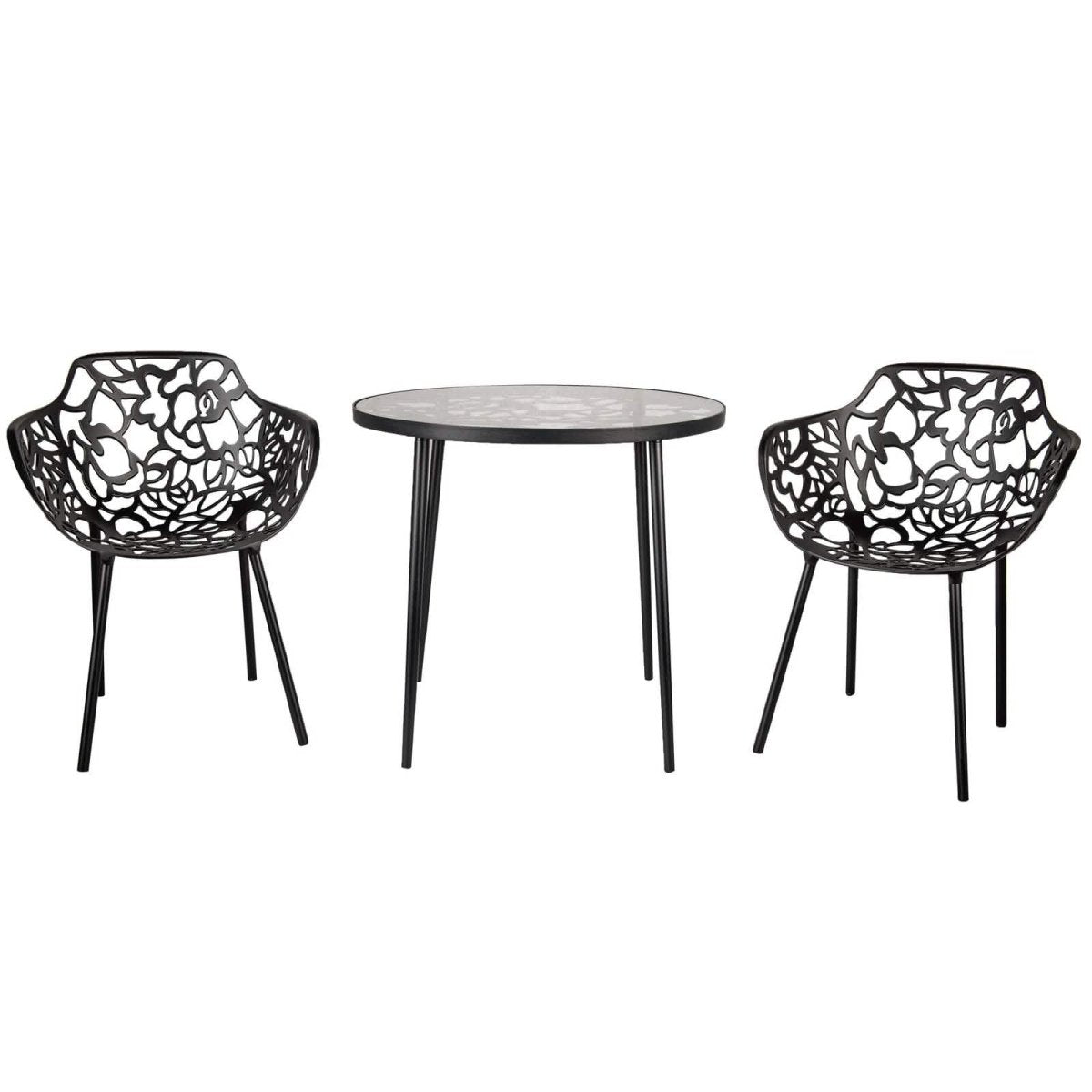 Devon Tree Design Glass Top Aluminum Base Indoor Outdoor Bistro Dining Table