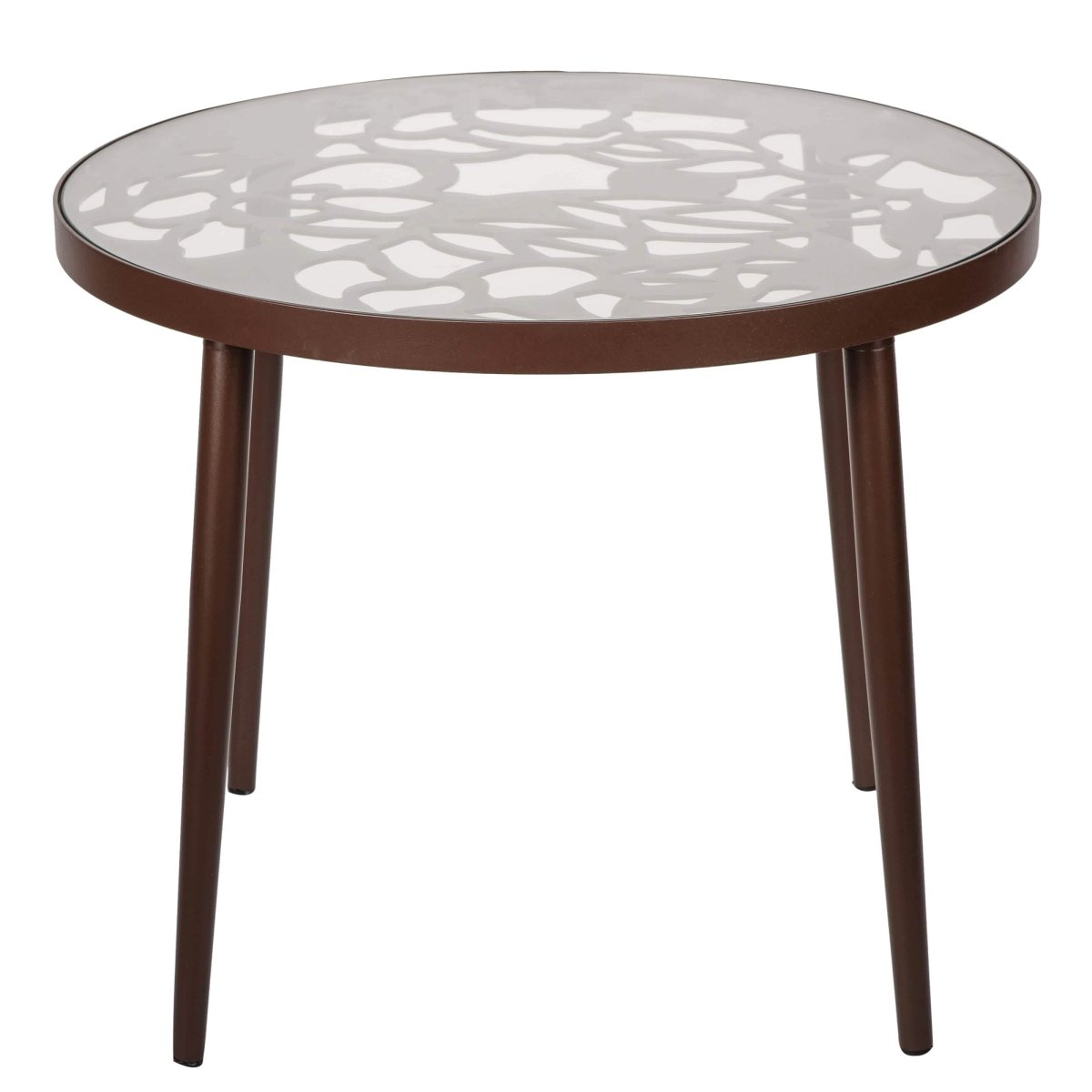 Devon Tree Design Glass Top Aluminum Base Indoor Outdoor Bistro Dining Table