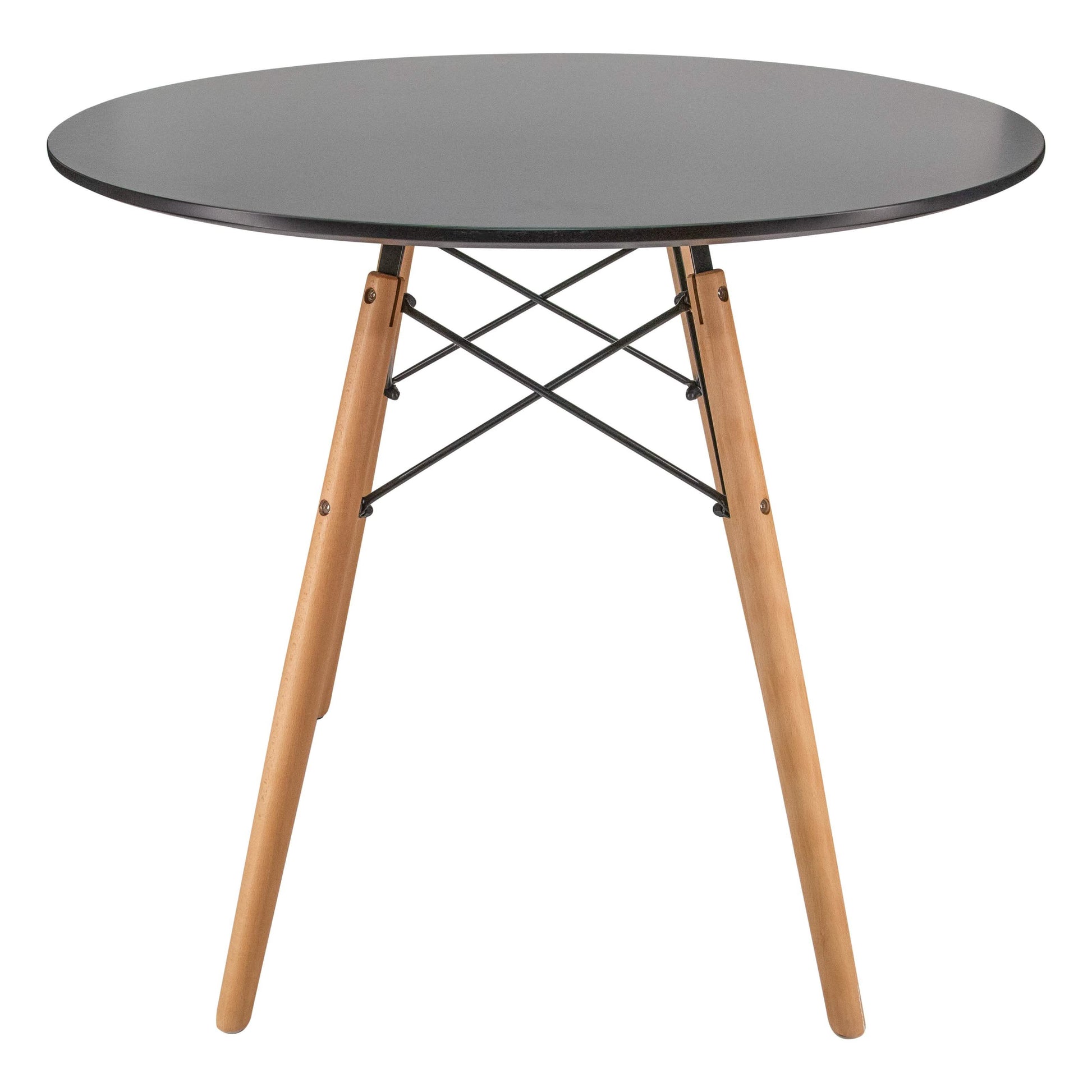 Dover 3 - Piece Dining Set with Round Black MDF Top Bistro Table and 2 Plastic Chairs