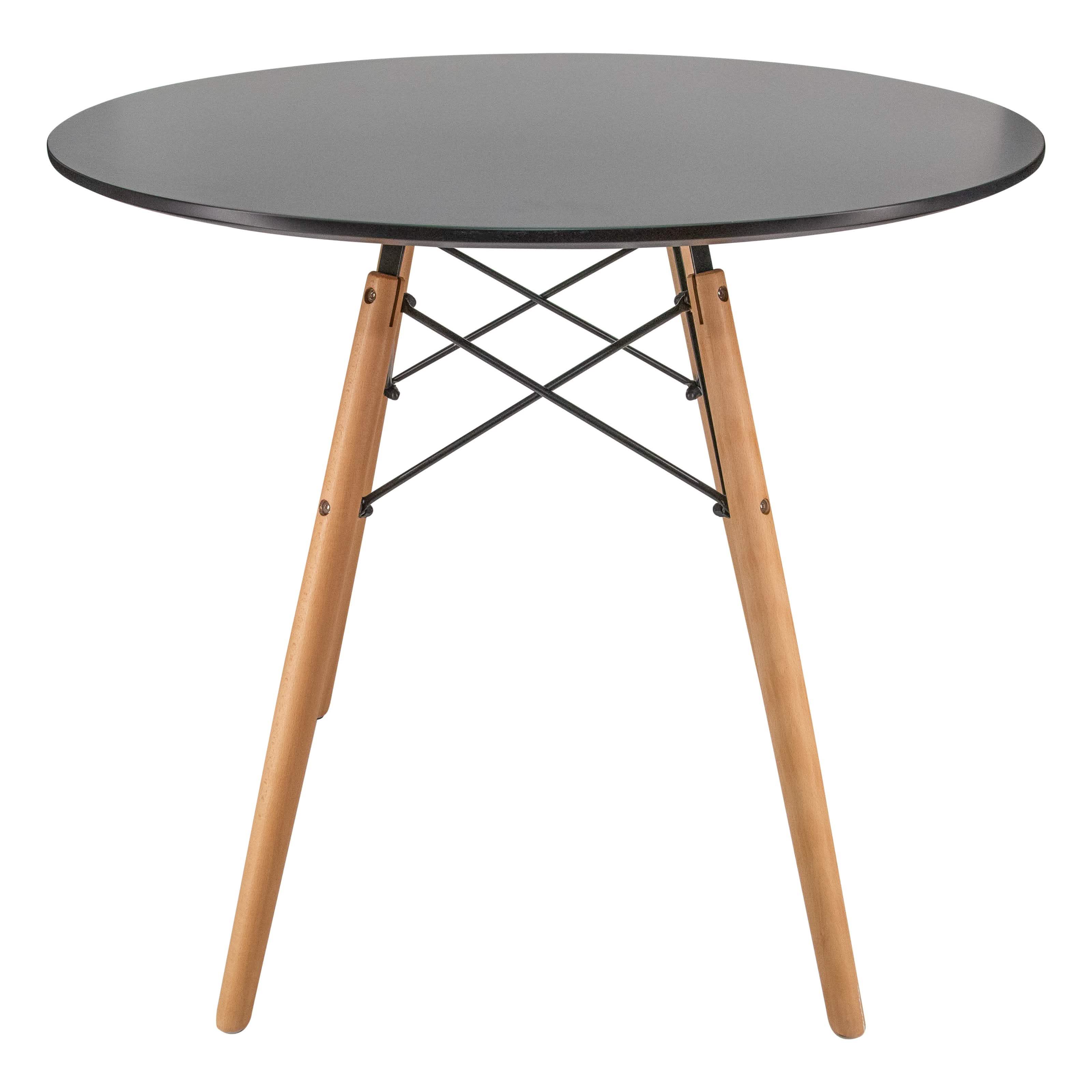 Dover 3 - Piece Dining Set with Round Black MDF Top Bistro Table and 2 Plastic Chairs