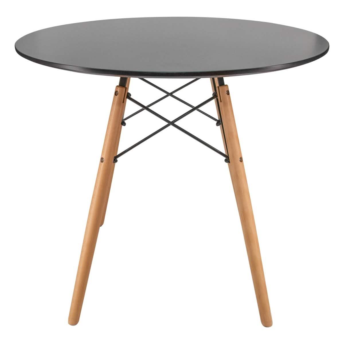 Dover 3 - Piece Dining Set with Round Black MDF Top Bistro Table and 2 Plastic Chairs