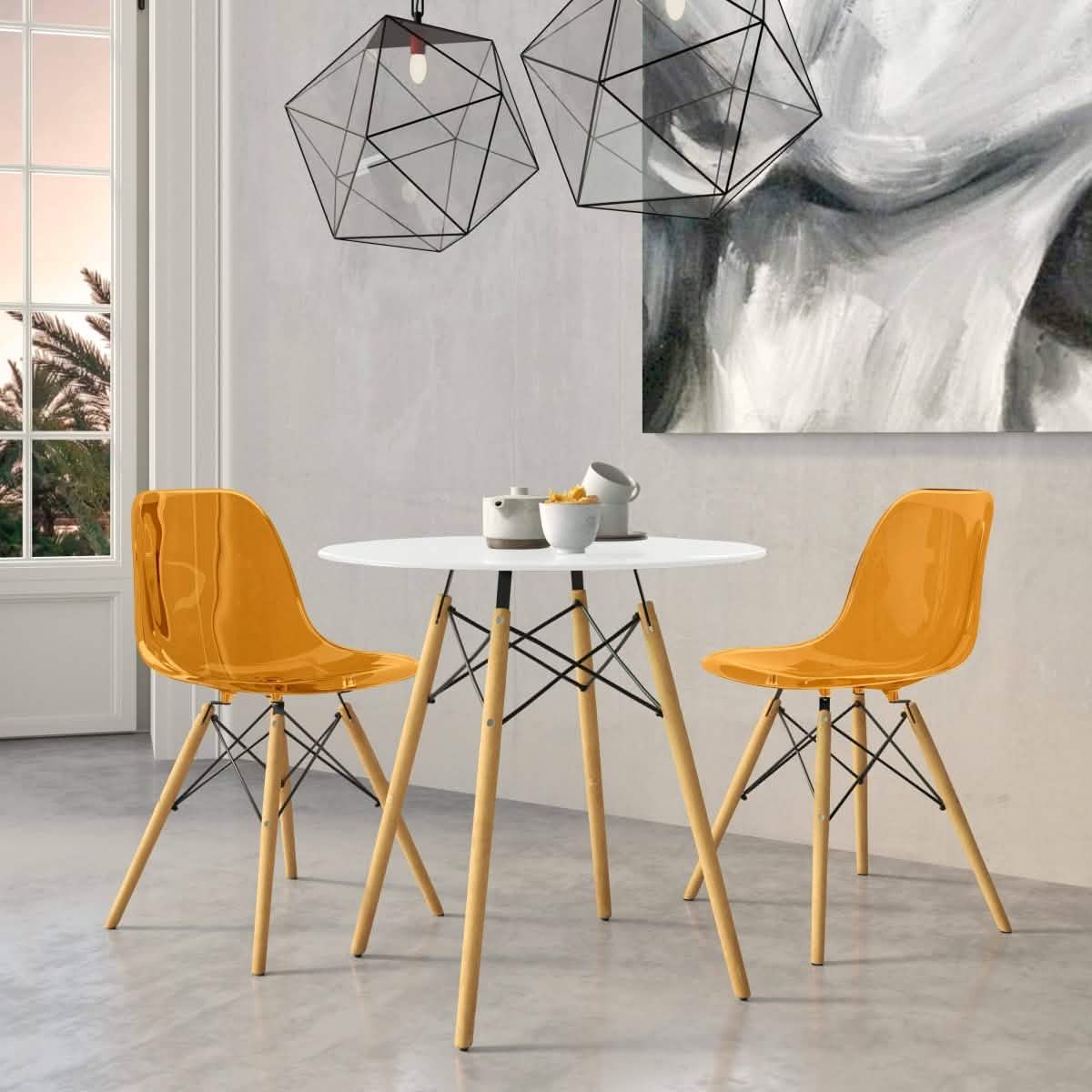 Dover 3 - Piece Dining Set with Round White MDF Top Bistro Table and 2 Plastic Chairs