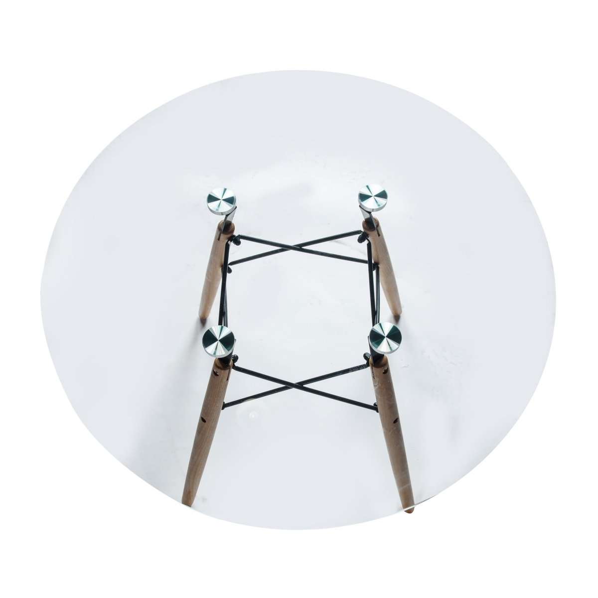 Dover 31"/47" Round Bistro Dining Table With Glass/MDF Tabletop and Beech Wood Eiffel Base