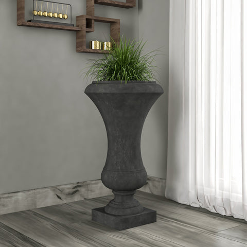 Daisy Fiberstone and Clay Urn Planter with Drainage Holes for Indoor and Outdoor