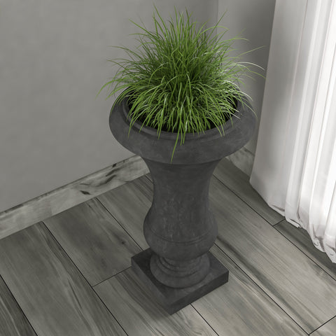 Daisy Fiberstone and Clay Urn Planter with Drainage Holes for Indoor and Outdoor