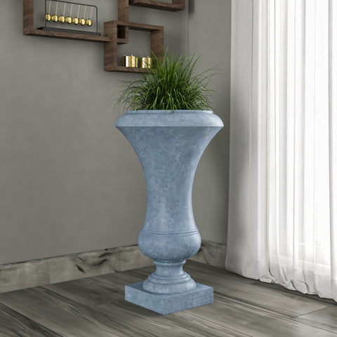 Daisy Fiberstone and Clay Urn Planter with Drainage Holes for Indoor and Outdoor