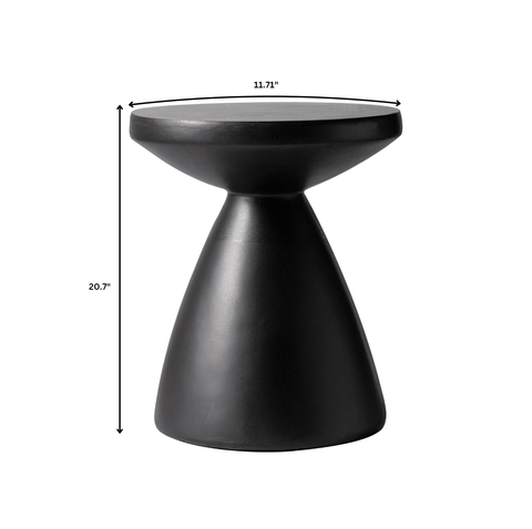 Dune Side Table Fiberstone Round Accent Table and Hourglass Pedestal Base