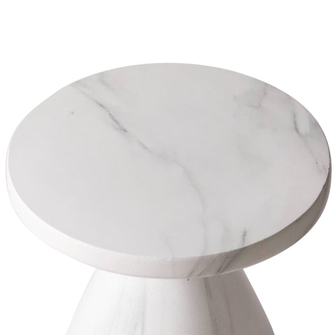 Dune Side Table Fiberstone Round Accent Table and Hourglass Pedestal Base