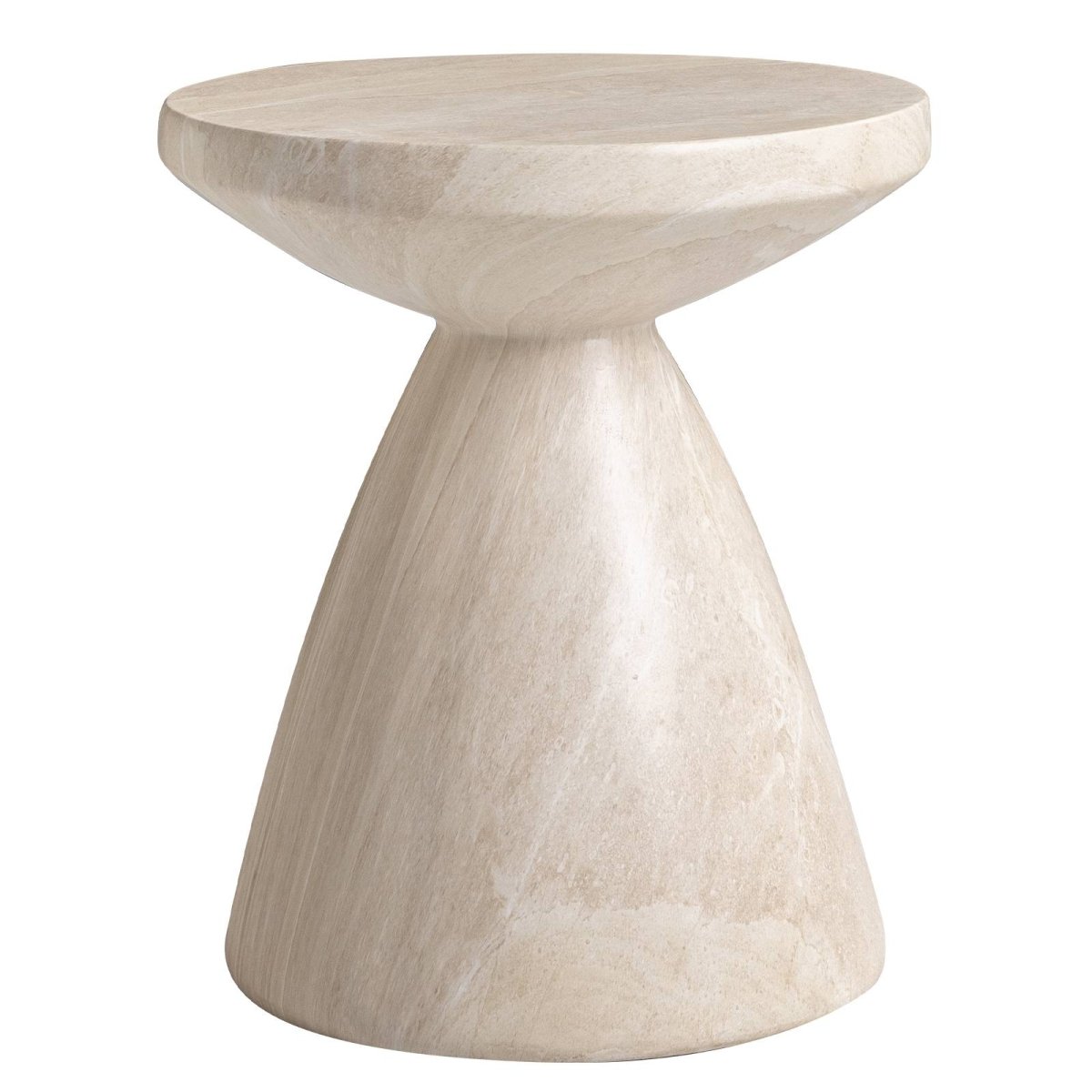 Dune Side Table Fiberstone Round Accent Table and Hourglass Pedestal Base