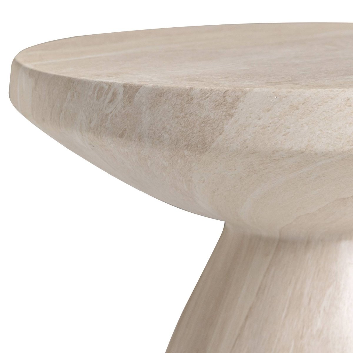 Dune Side Table Fiberstone Round Accent Table and Hourglass Pedestal Base