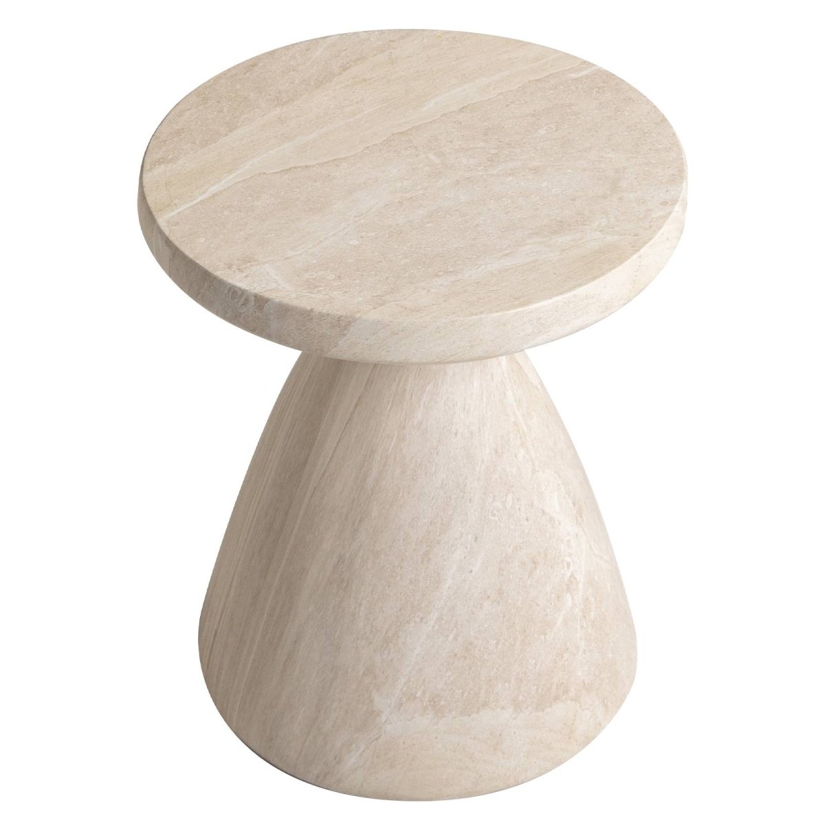 Dune Side Table Fiberstone Round Accent Table and Hourglass Pedestal Base