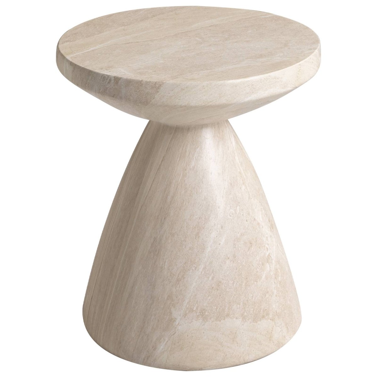 Dune Side Table Fiberstone Round Accent Table and Hourglass Pedestal Base