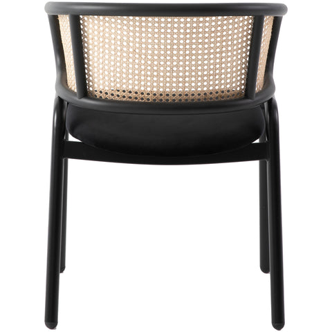 Ervilla Dining Armchair with White/Black Steel Legs and Black/Brown Wicker Back