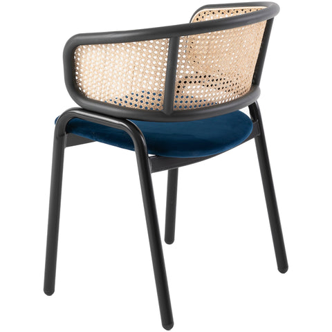 Ervilla Dining Armchair with White/Black Steel Legs and Black/Brown Wicker Back