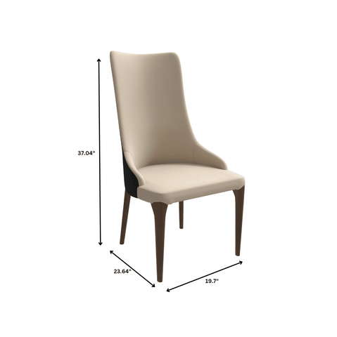 Elm Dining Chair with a Leather/Velvet Seat and a Two-Tone Color Design Backrest in Ash Wood