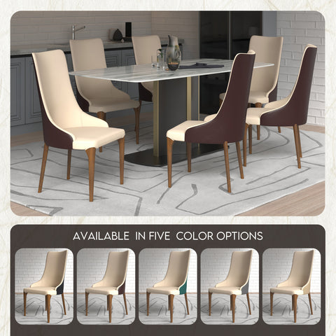 Elm Dining Chair with a Leather/Velvet Seat and a Two-Tone Color Design Backrest in Ash Wood