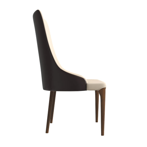 Elm Dining Chair with a Leather/Velvet Seat and a Two-Tone Color Design Backrest in Ash Wood