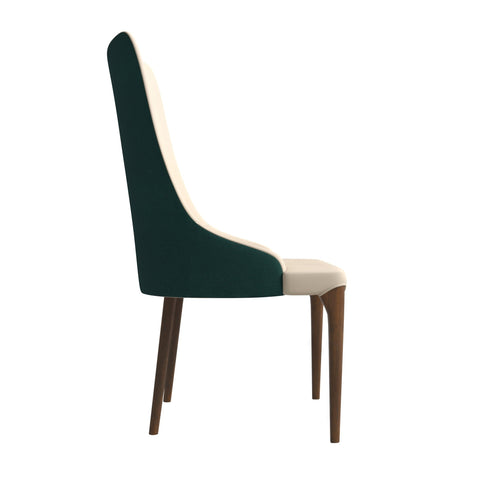 Elm Dining Chair with a Leather/Velvet Seat and a Two-Tone Color Design Backrest in Ash Wood