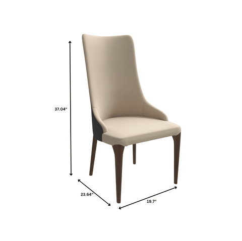 Elm Dining Chair with a Leather/Velvet Seat and a Two-Tone Color Design Backrest in Ash Wood