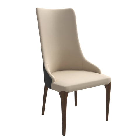 Elm Dining Chair with a Leather/Velvet Seat and a Two-Tone Color Design Backrest in Ash Wood