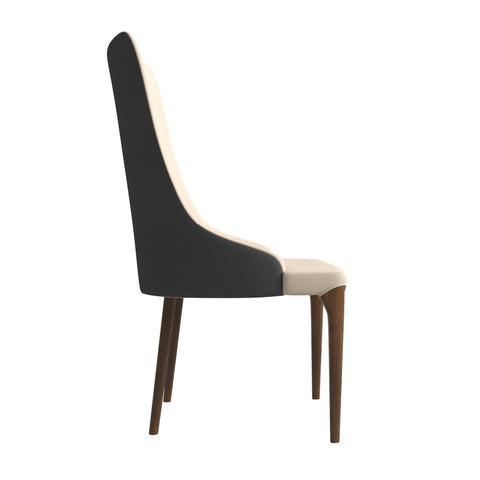 Elm Dining Chair with a Leather/Velvet Seat and a Two-Tone Color Design Backrest in Ash Wood