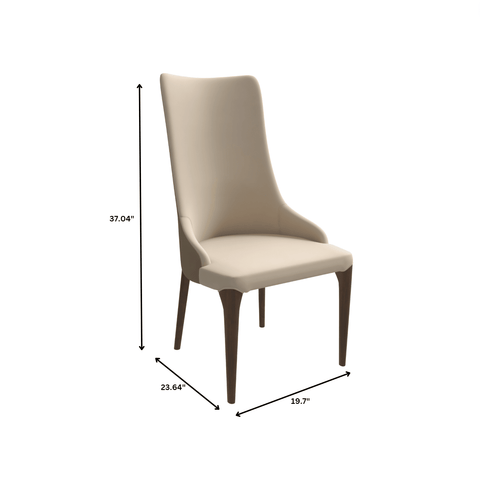 Elm Dining Chair with a Leather/Velvet Seat and a Two-Tone Color Design Backrest in Ash Wood