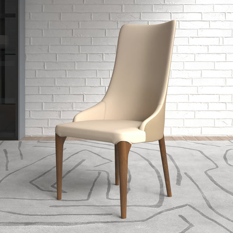 Elm Dining Chair with a Leather/Velvet Seat and a Two-Tone Color Design Backrest in Ash Wood