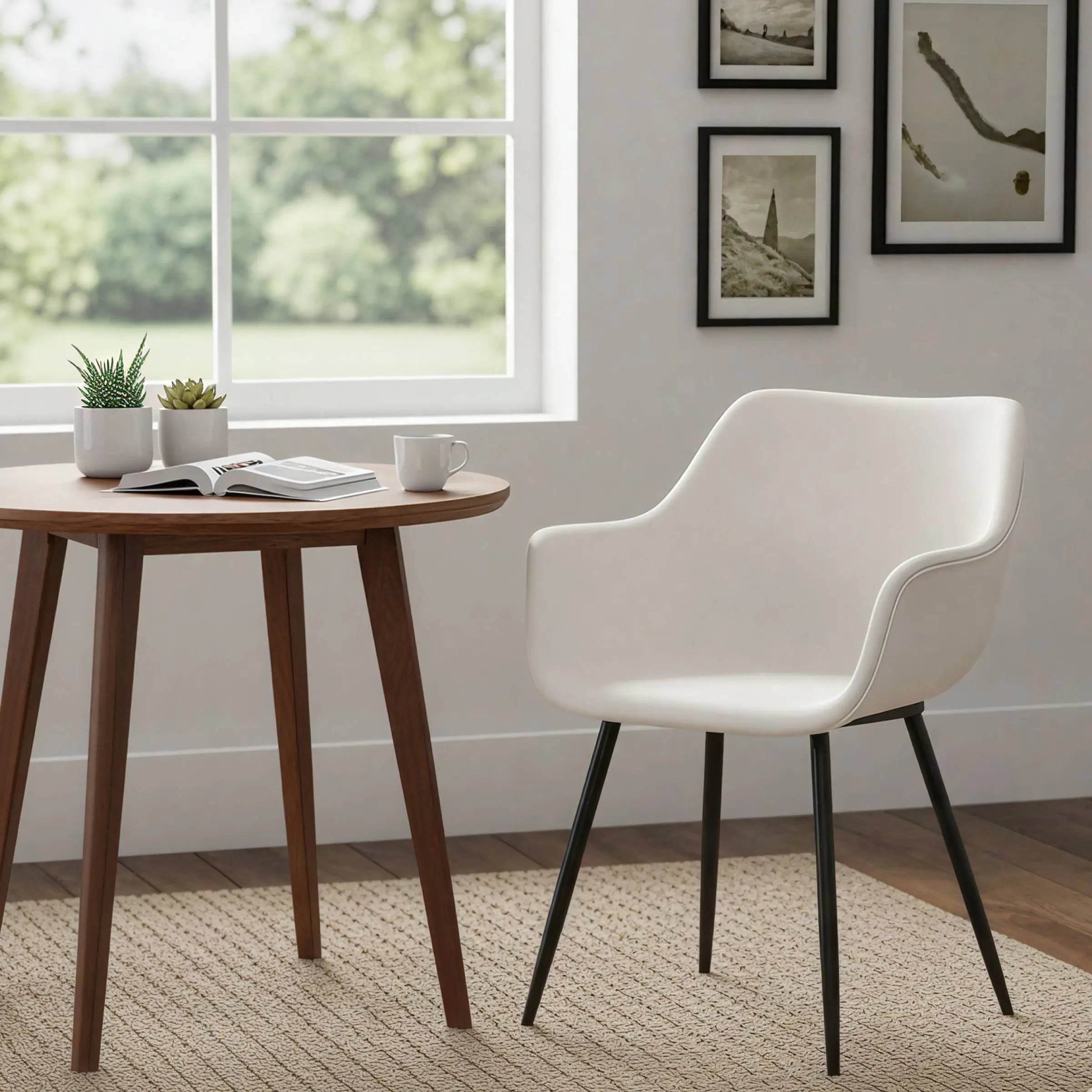 Markley Leather Dining Chair with Powder-Coated Iron Legs