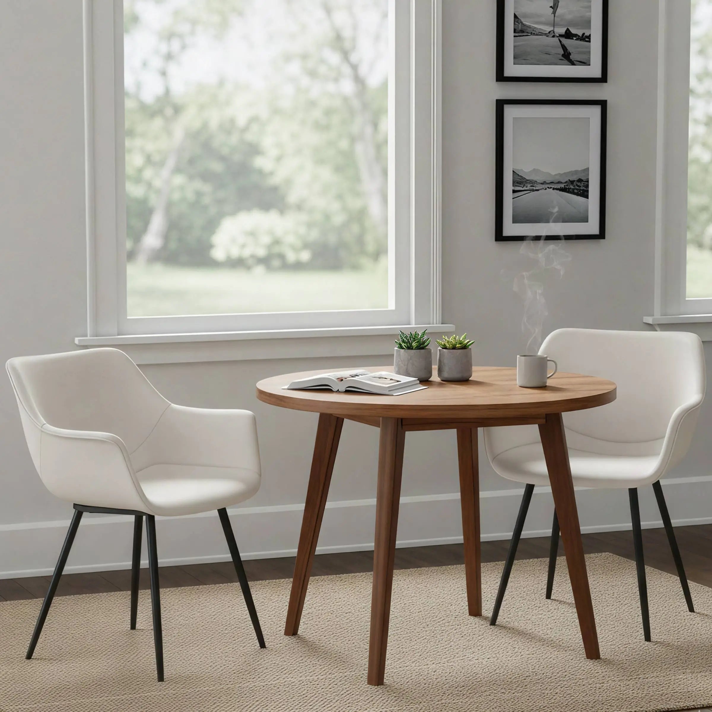 Markley Leather Dining Chair with Powder-Coated Iron Legs
