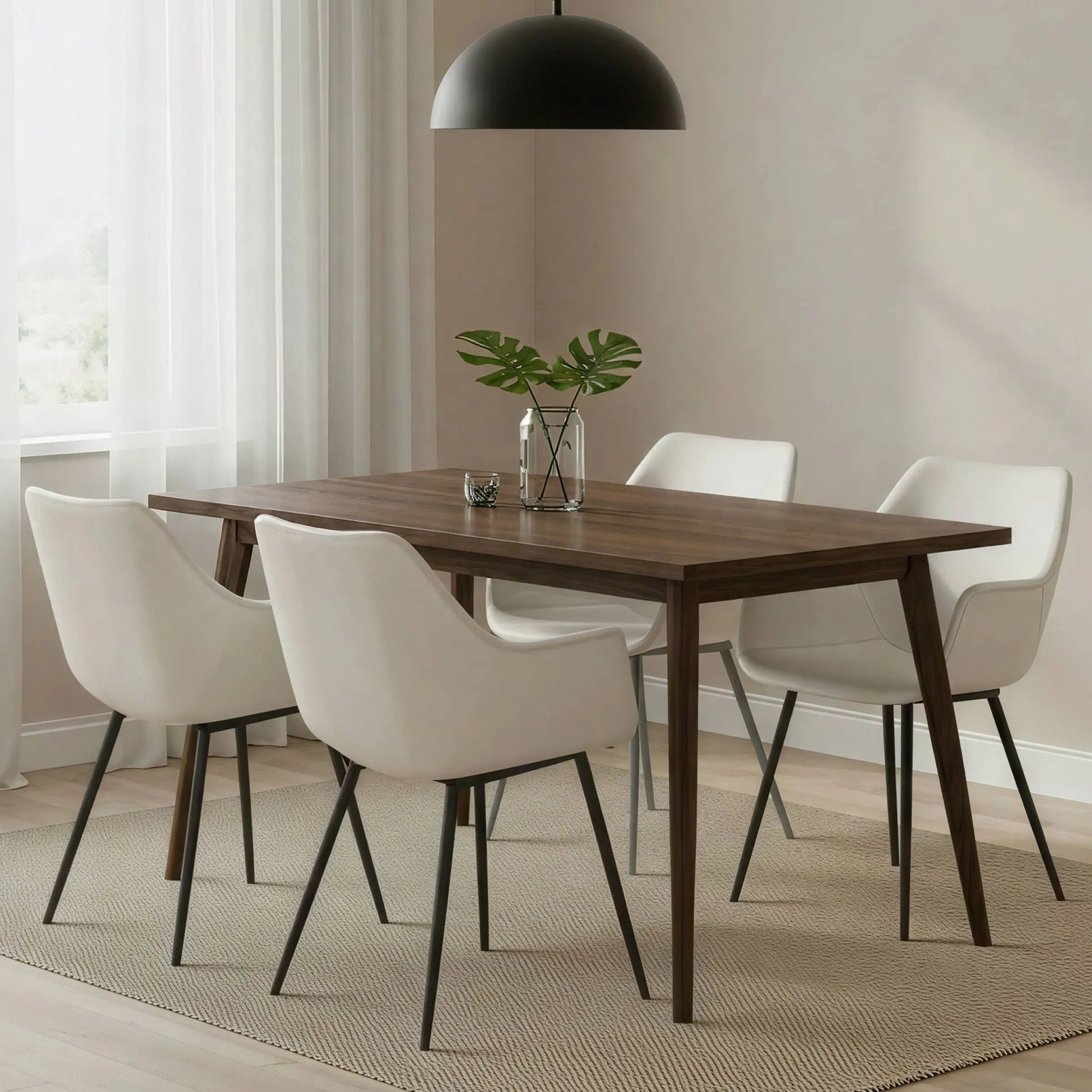 Markley Leather Dining Chair with Powder-Coated Iron Legs