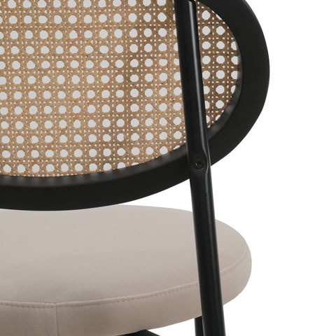 Euston Wicker Bar Stool with Black Powder Coated Steel Frame and Footrest