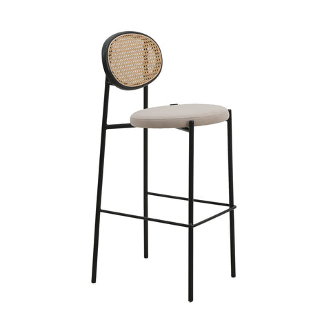 Euston Wicker Bar Stool with Black Powder Coated Steel Frame and Footrest