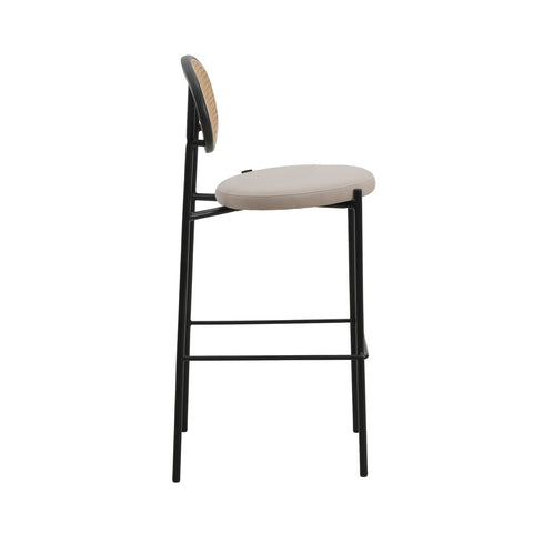 Euston Wicker Bar Stool with Black Powder Coated Steel Frame and Footrest