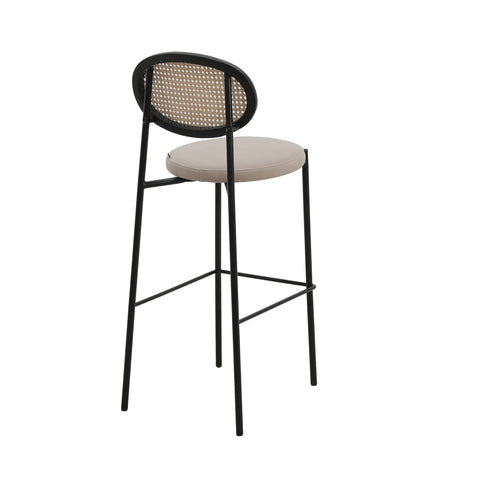 Euston Wicker Bar Stool with Black Powder Coated Steel Frame and Footrest