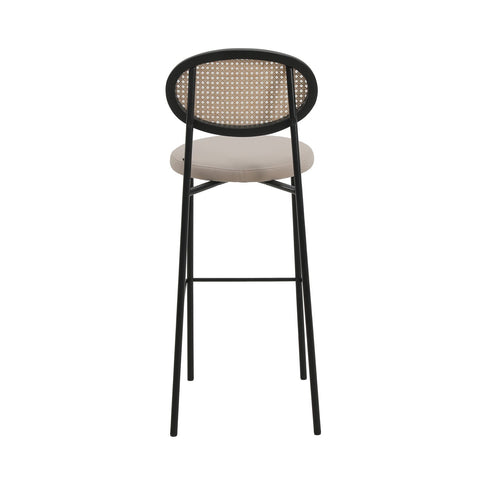 Euston Wicker Bar Stool with Black Powder Coated Steel Frame and Footrest