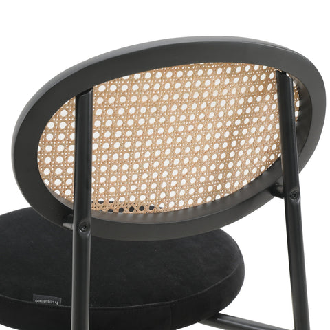 Euston Wicker Bar Stool with Black Powder Coated Steel Frame and Footrest