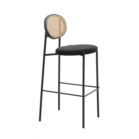 Euston Wicker Bar Stool with Black Powder Coated Steel Frame and Footrest