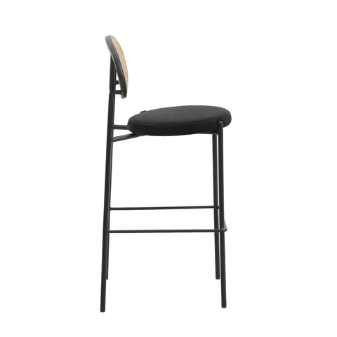 Euston Wicker Bar Stool with Black Powder Coated Steel Frame and Footrest