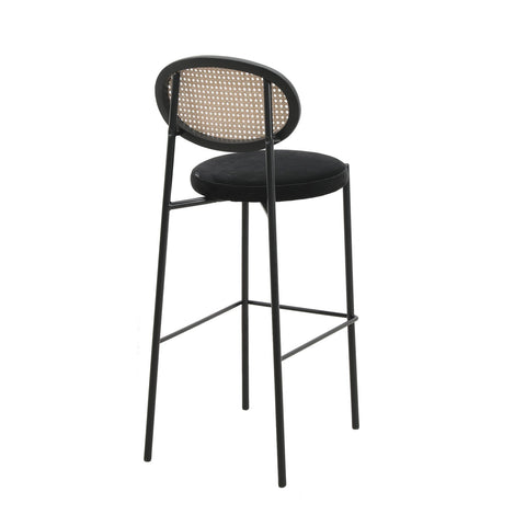 Euston Wicker Bar Stool with Black Powder Coated Steel Frame and Footrest