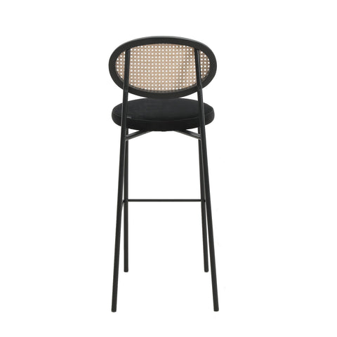 Euston Wicker Bar Stool with Black Powder Coated Steel Frame and Footrest