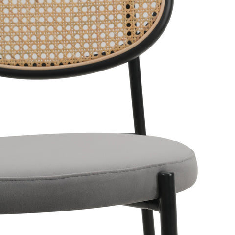 Euston Wicker Bar Stool with Black Powder Coated Steel Frame and Footrest