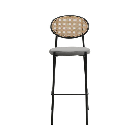 Euston Wicker Bar Stool with Black Powder Coated Steel Frame and Footrest