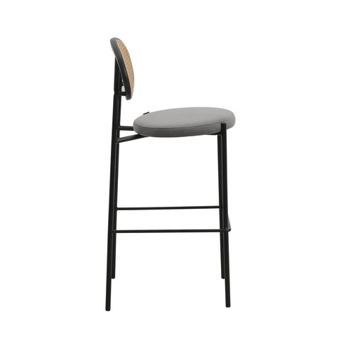 Euston Wicker Bar Stool with Black Powder Coated Steel Frame and Footrest