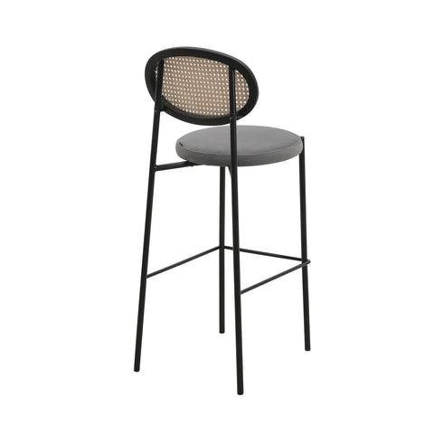 Euston Wicker Bar Stool with Black Powder Coated Steel Frame and Footrest