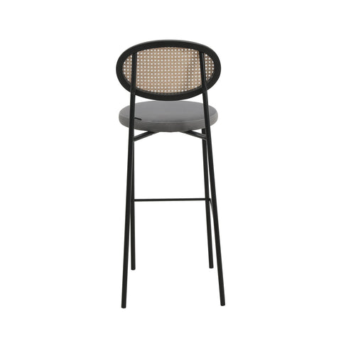 Euston Wicker Bar Stool with Black Powder Coated Steel Frame and Footrest