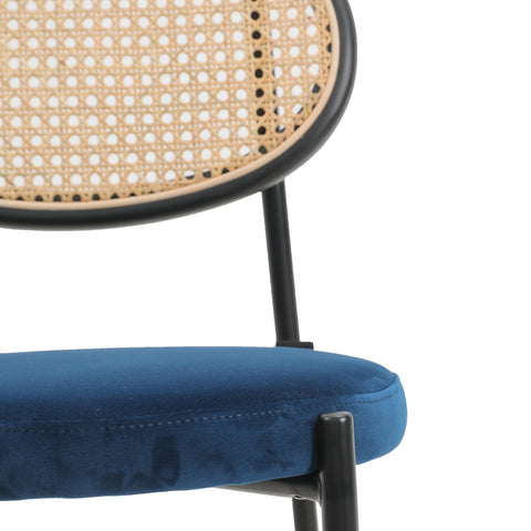 Euston Wicker Bar Stool with Black Powder Coated Steel Frame and Footrest