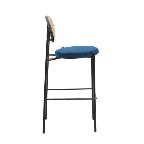 Euston Wicker Bar Stool with Black Powder Coated Steel Frame and Footrest